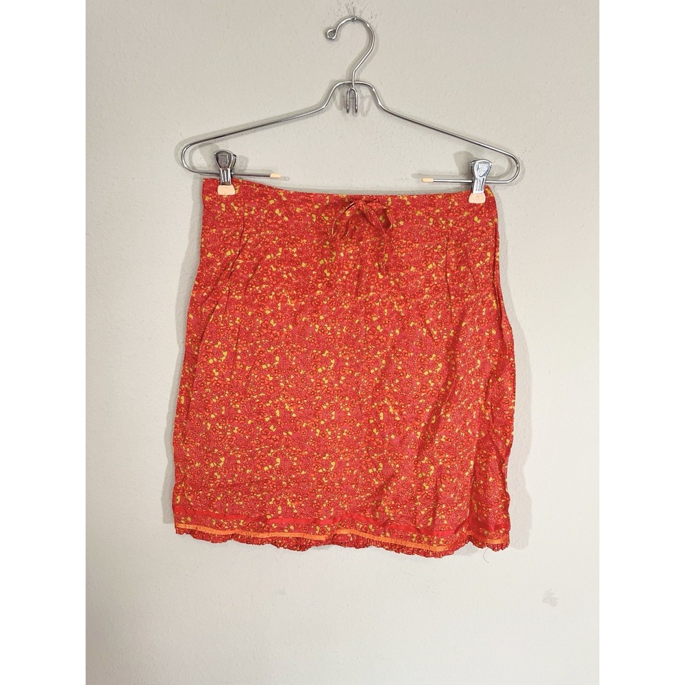 Bodycon Mini Skirt Size S Straight Orange Petite Floral Flowers Retro 90s Y2K